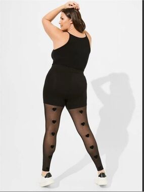 torrid Black Sheer Tights with Heart Motif